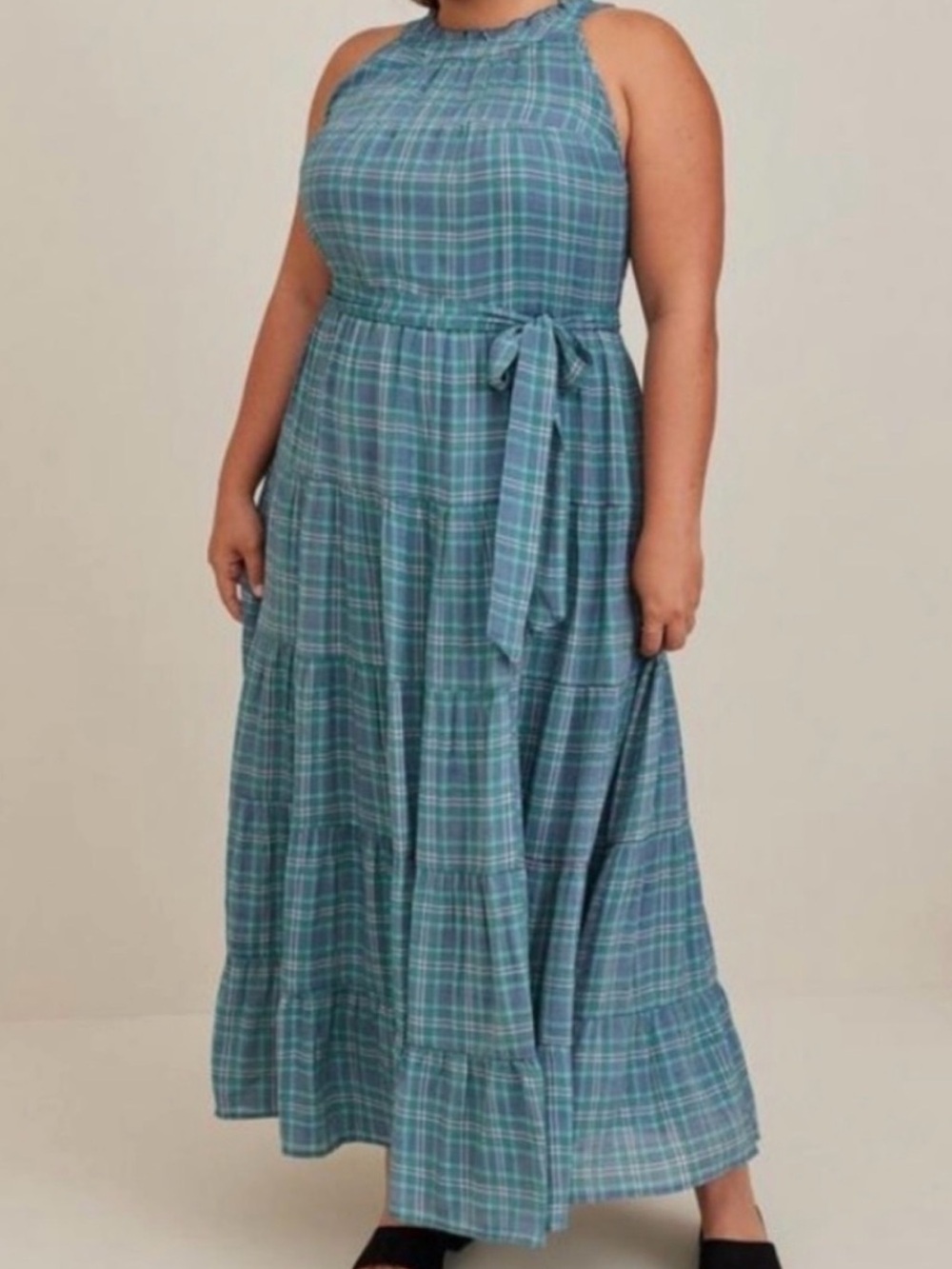 TORRID Lindsay Plaid High Neck Tiered Maxi Dress